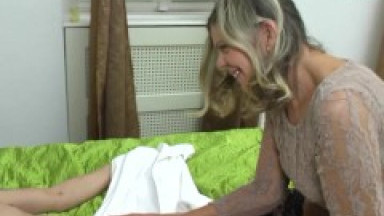 Horny Grandma Gets Fucked in her Hairy Pussy by StepSon Full Scene