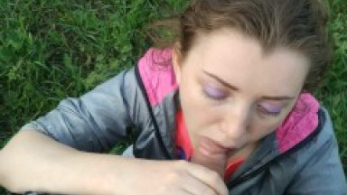 beautiful from a cute schoolgirl on the street near the motorcycle the whole face is drenched in sperm