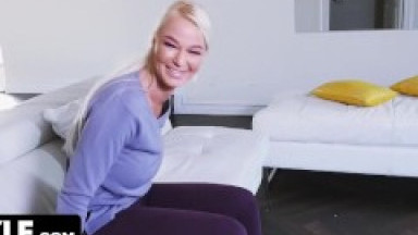 Big Tits Blonde MILF  & Tiny Blonde Teen Step Daughter Reach Orgasm Together - MYLF