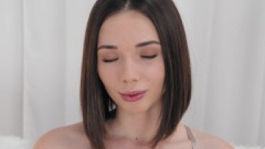 Real Life Hentai - Doll looking girl fucks big dildo and gets creampie - and covered in cum