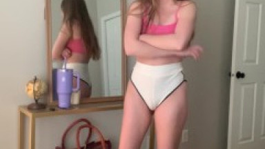 Embarrassed girl lost bet has to strip