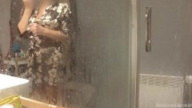 Stepmom came to his bathroom, he started jerking, she likes to watch. My pervert family.