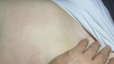 Stepmom crept into my bed so I rubbed her boobs and blew a load for her