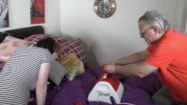 4K/ Busty Bree Danielle Gets A Gift Of A Tremor From Pervert Neighbor Gerald