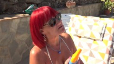 Aunt Judy's XXX - 64yo Busty Mature GILF Mrs. Linda Fucks the Gardener by the Pool