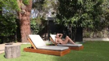 Super Slut Lily Phillips sunbathes NAKED in front of Step Brother