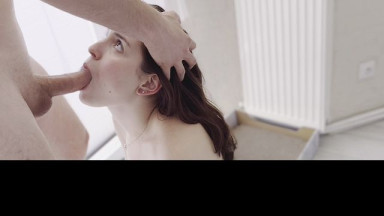 18-Year-Old Teen Sucks BF's Cock from the Side – POV Amateur Video