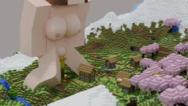 Villagers build giant dick with cum system for giant Jenny