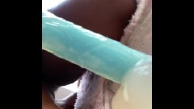 Big Booty Ebony Creaming All Over Dildo!