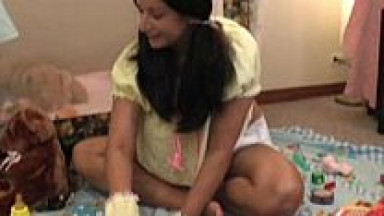 DDLG ABDL diapered ladies Sarah in ABY clothing playtime
