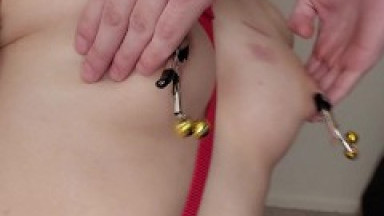 Submissive boymoder gets her tits played with