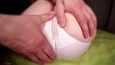 ASMR POV step Daddy rips step Daughter's white panties and Pumps Petite Pussy full of CUM