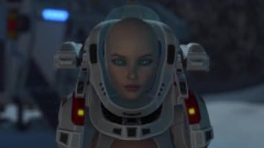 Hot sex on th exoplanet! An alien gets fucked by a spacewoman in spacesuit with strapon