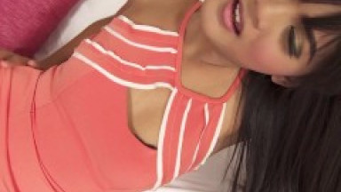 Super hot Asian Ladyboy shemale TS trans pornstar Emy shows off tasty body & jerks dick & anal toys