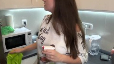 Stepmother with fat cock was caught by her horny Stepson and she made him suck her cum