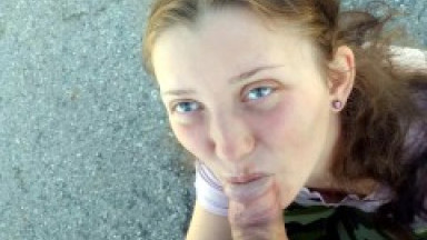 Public sex with a schoolgirl on a mountain pass observation deck and a mouthful of delicious sperm 