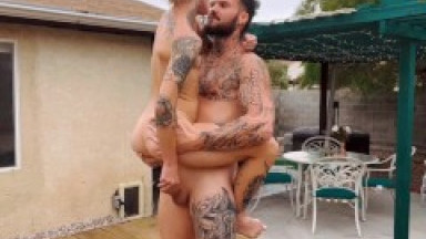 FTM skater gives Blowjob Upside-Down