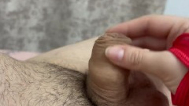 Little humiliated dick shot cum for the first time in his life