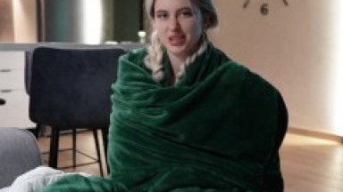 Sharing The Bed With StepSister on Vacation. She Got Scared and Got Cum on Her Panties