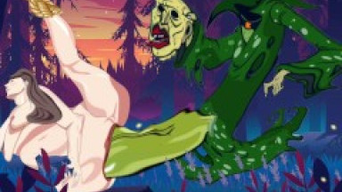 Cartoon monster with huge cock fucks with BDSM mood