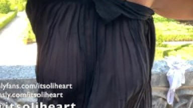 PUBLIC NUDITY - hot girl changes clothes in a public park