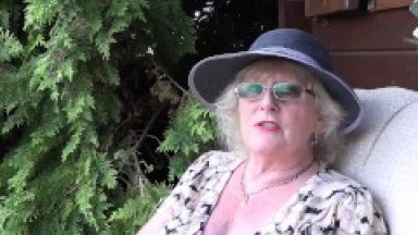 Aunt Judy's - 66yo Hairy Mature GILF Mrs. Claire Sucks Your Cock in the Garden (POV)