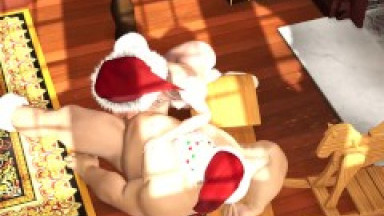 Wish for Christmas. Santa Claus and cute nerdy girl