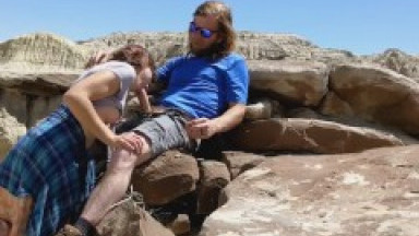 XXX Almost Caught! Intense Risky Quickie Squirt and Shaking Orgasm in the Badlands -Sterling Silver