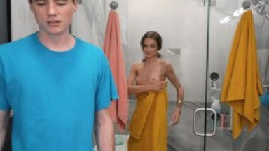 Naughty Nikki Nicole Slurps up Shy Stepbros Big Dick in Shower - S35:E10