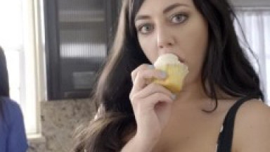 Step Sis Eats Frosting Off Of Step Brothers Cock