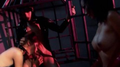 Two Asian babes fucking with horny dudes in the sex dungeon