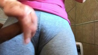 Stepson comes immediately, not even time to touch, and cum on Step Mom leggings..Shely81 