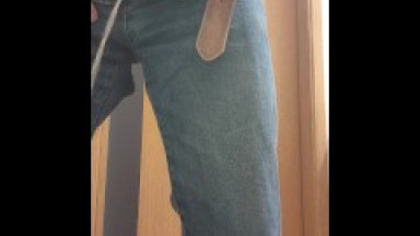 I had to pee so bad, my pants got a little wet before I could get my cock out