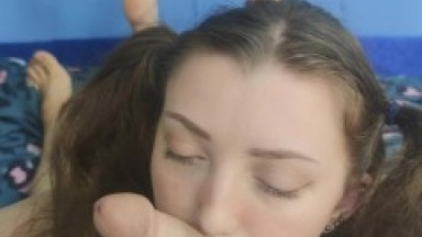 cute lovely anal sex with a beautiful schoolgirl who loves to suck cock and gets cum
