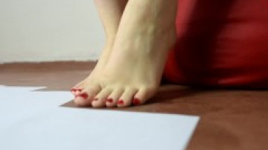 Foot and soles painting and soleprints (foot tease, sexy feet, young feet)