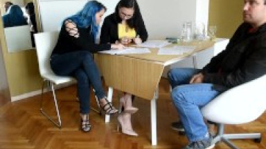 Worshiping two insurance agent's amazing feet on a great deal! (foot worship, high heels, sexy feet)